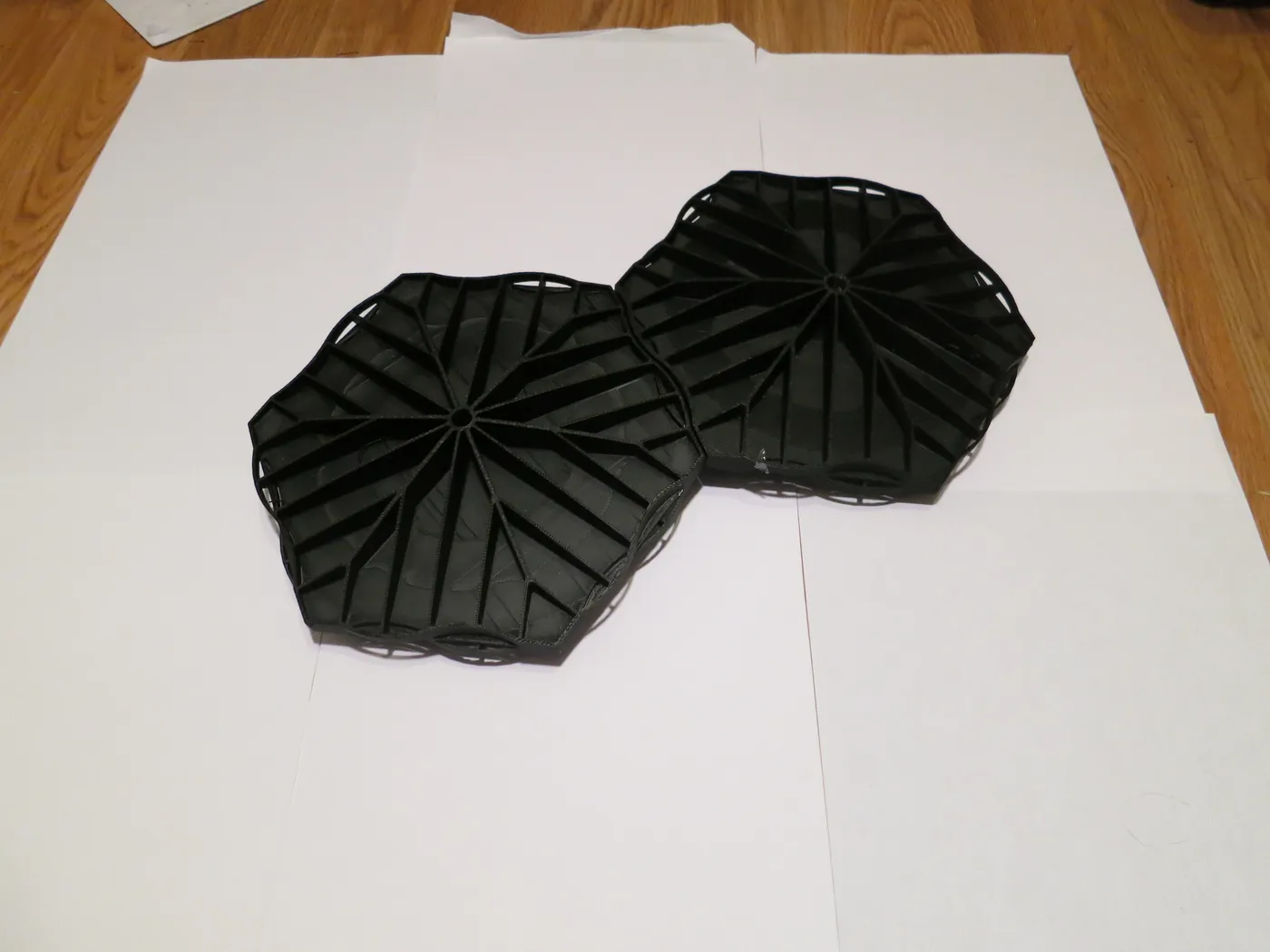 Two Hexprotect SLIM octagonal tiles interlocking to show the edge-connection geometry